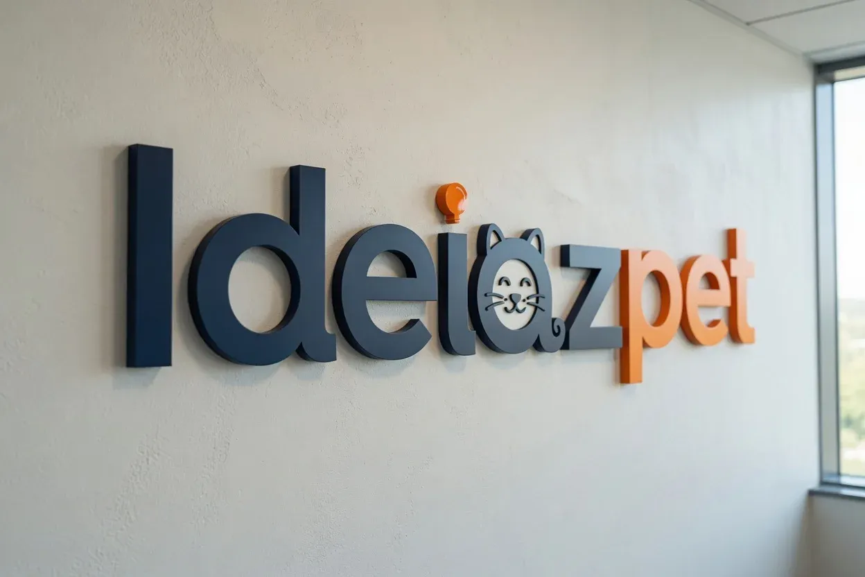 IdeiazPet logo in dimensional letters on the wall