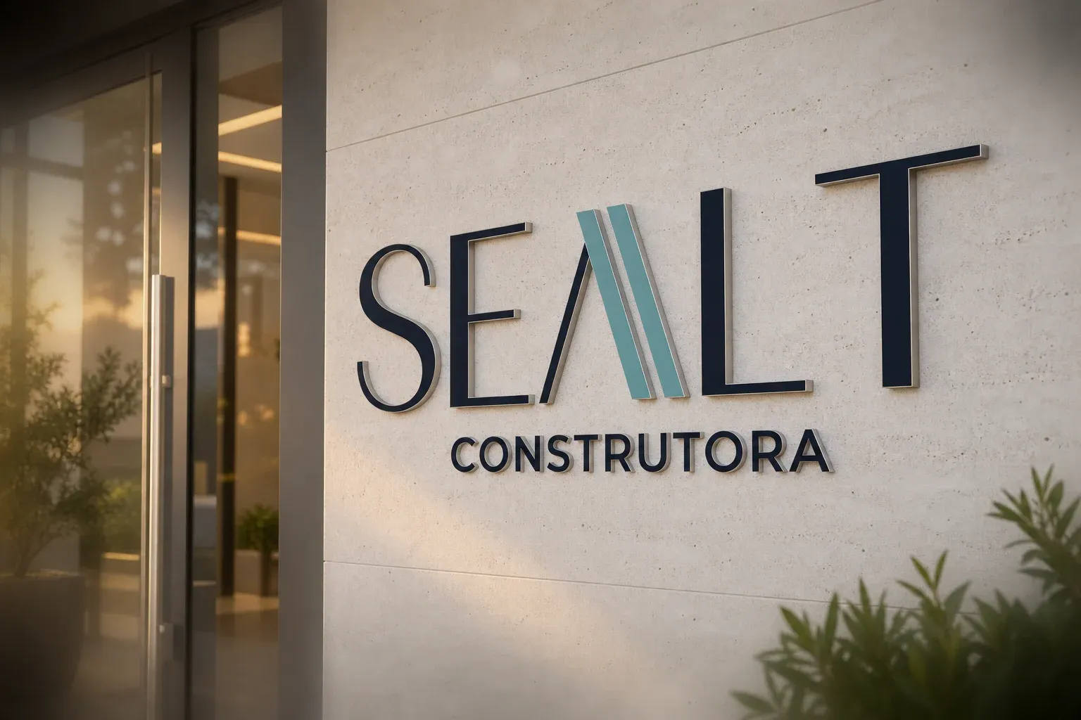 Sealt logo in dimensional letters at a building entrance