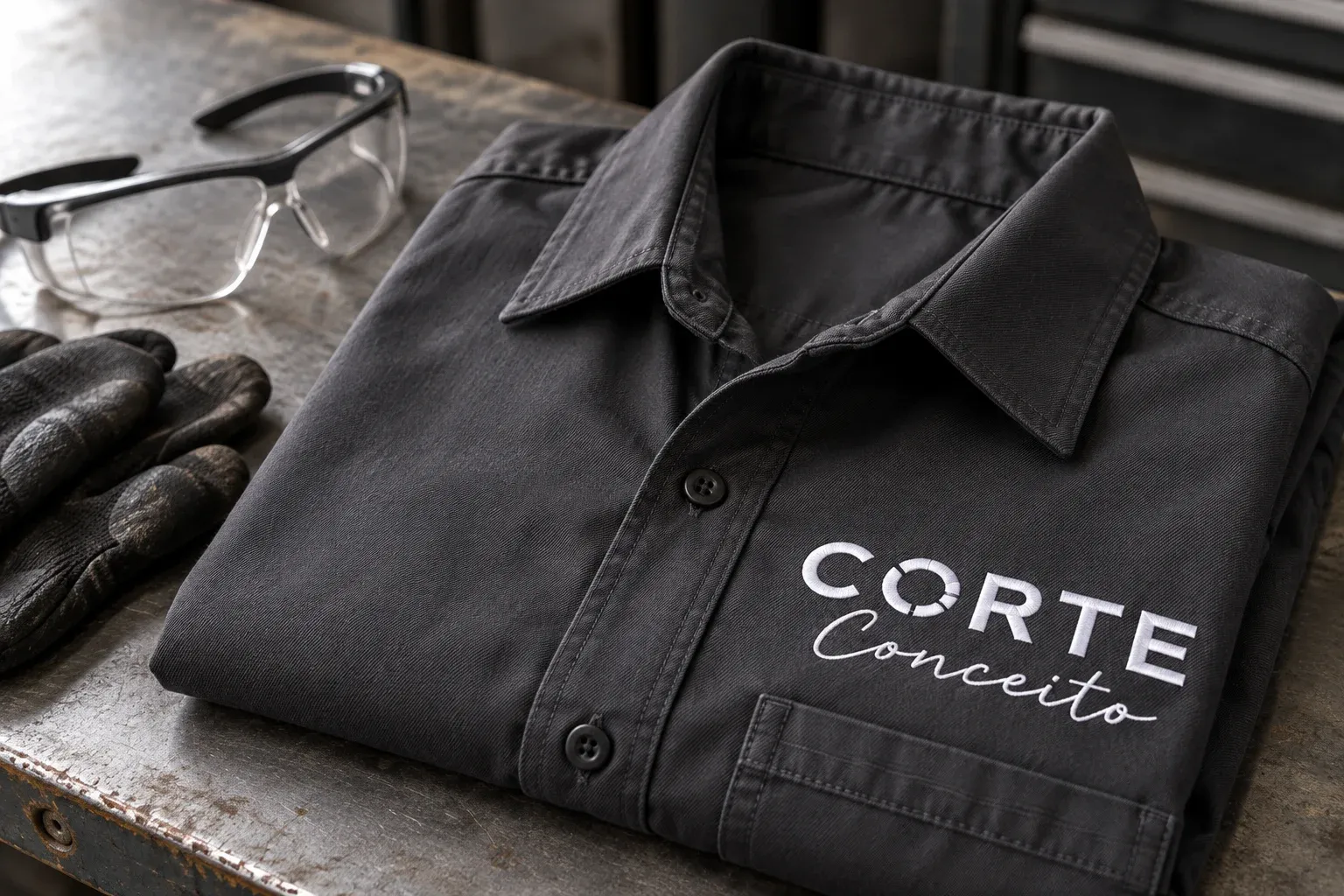 Camisa de trabajo con el logo bordado de Corte Conceito