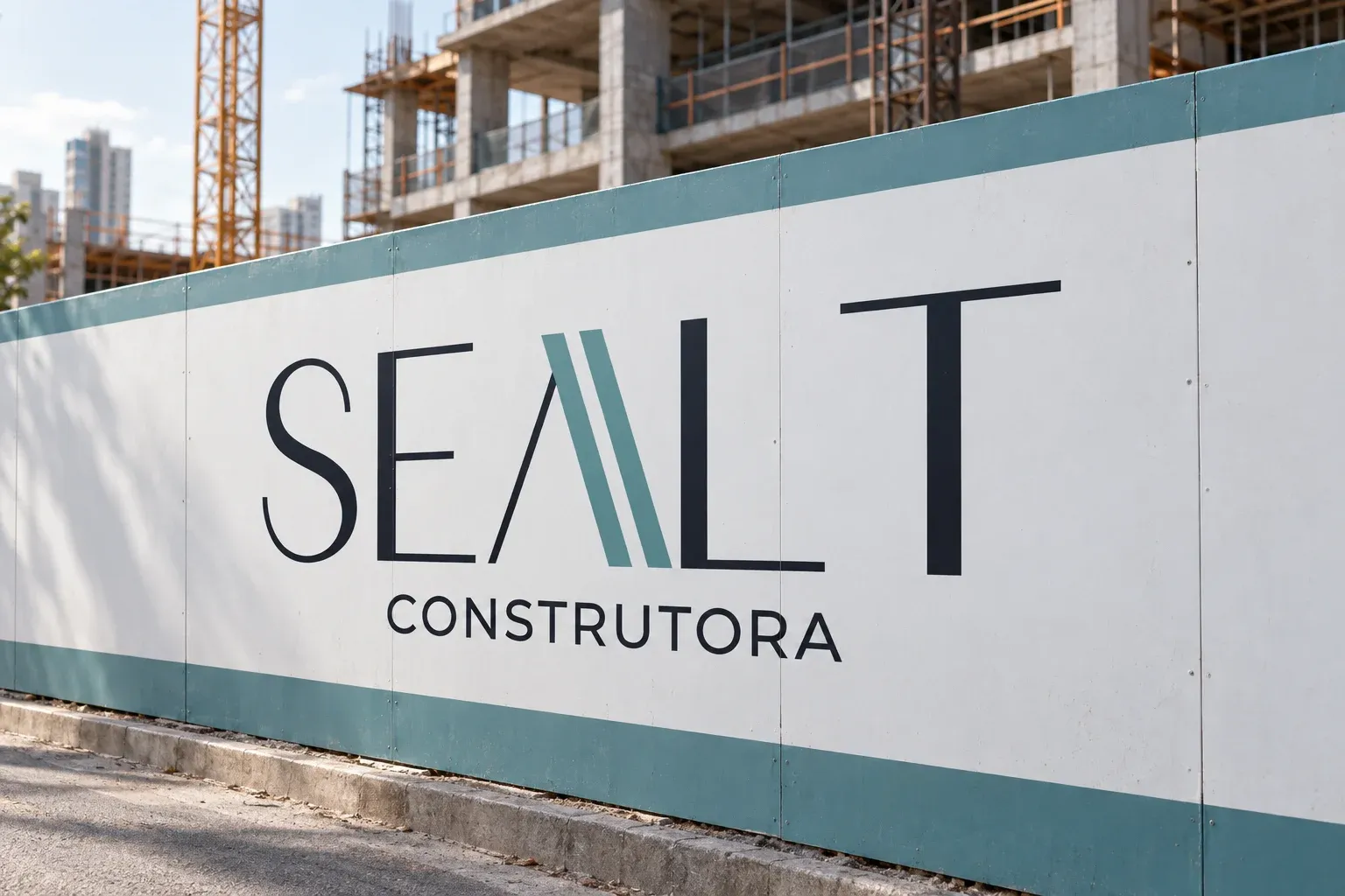 Construction hoarding with the Sealt logo