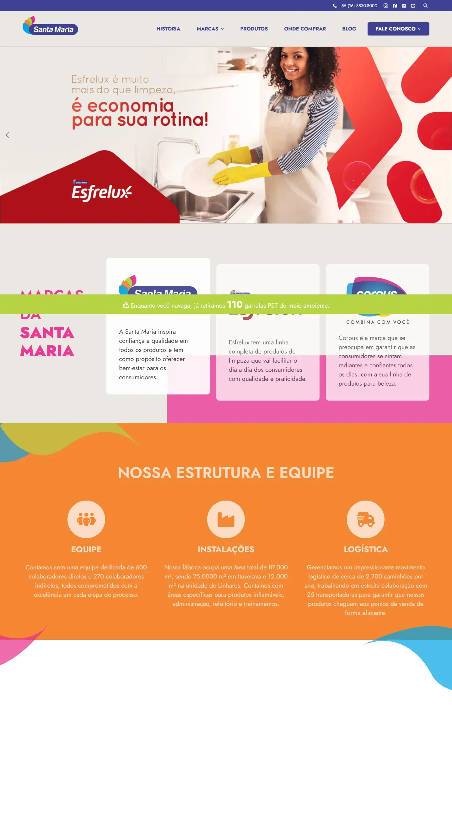 Real capture of the Santa Maria website on desktop