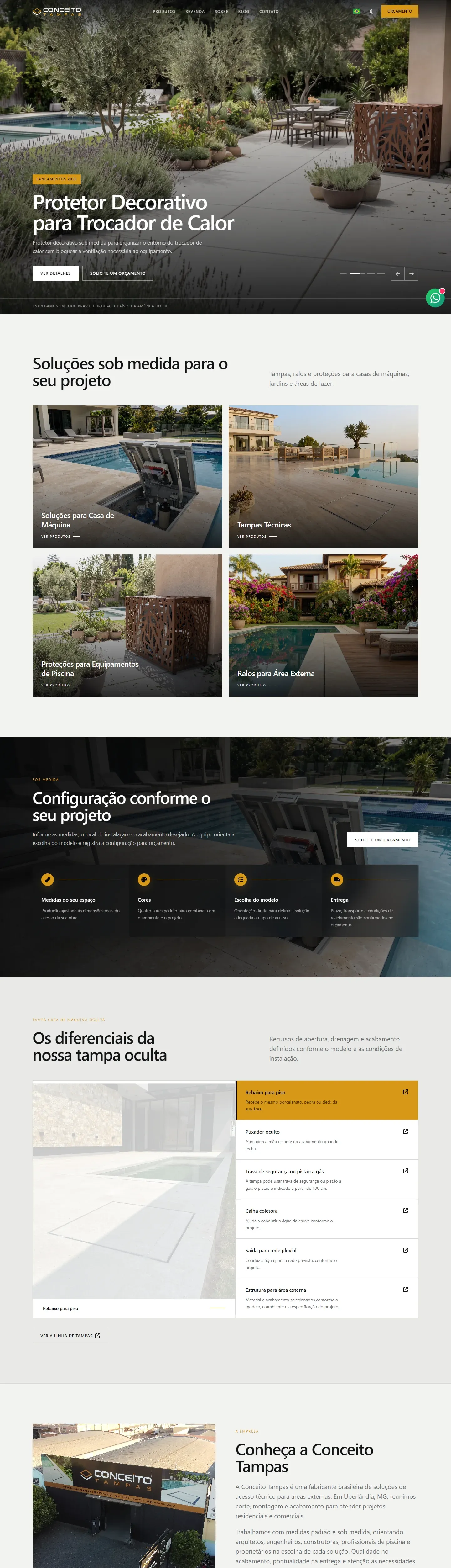 Real capture of the Conceito Tampas website on desktop