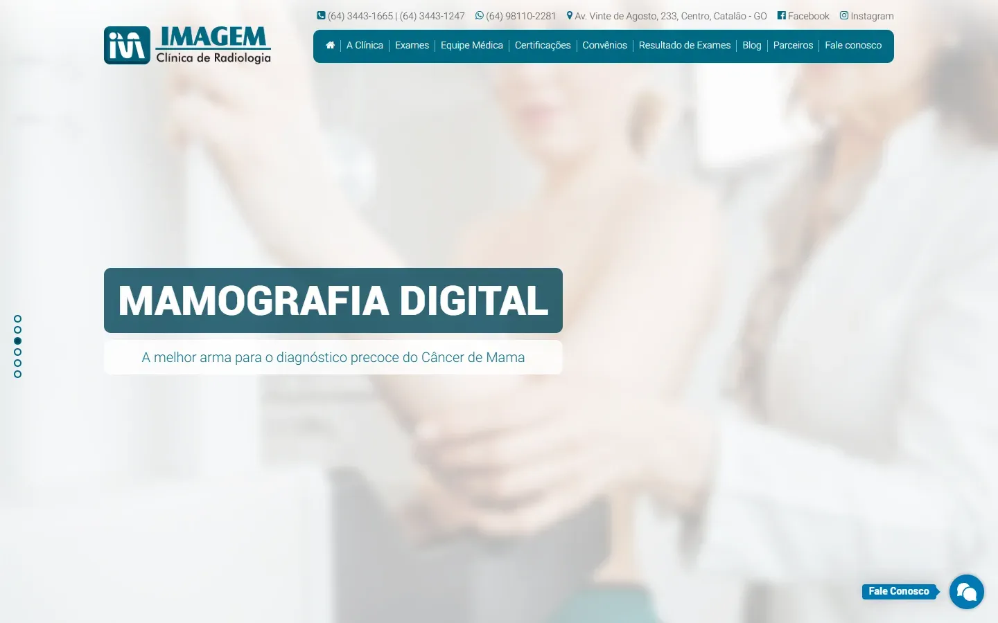 Página inicial do site Clínica Imagem