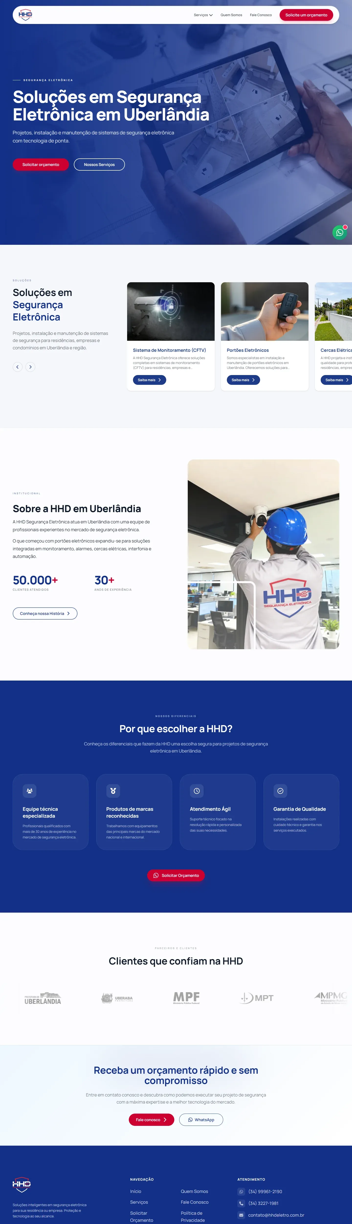 Real capture of the HHD Eletro website on desktop