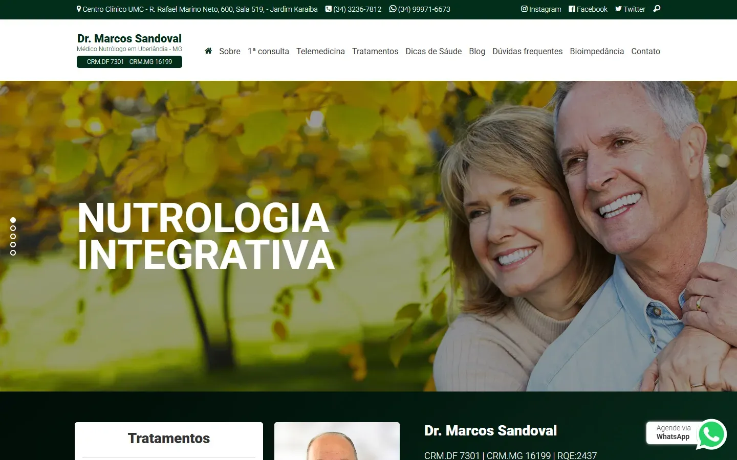 Página inicial do site Dr. Marcos Sandoval