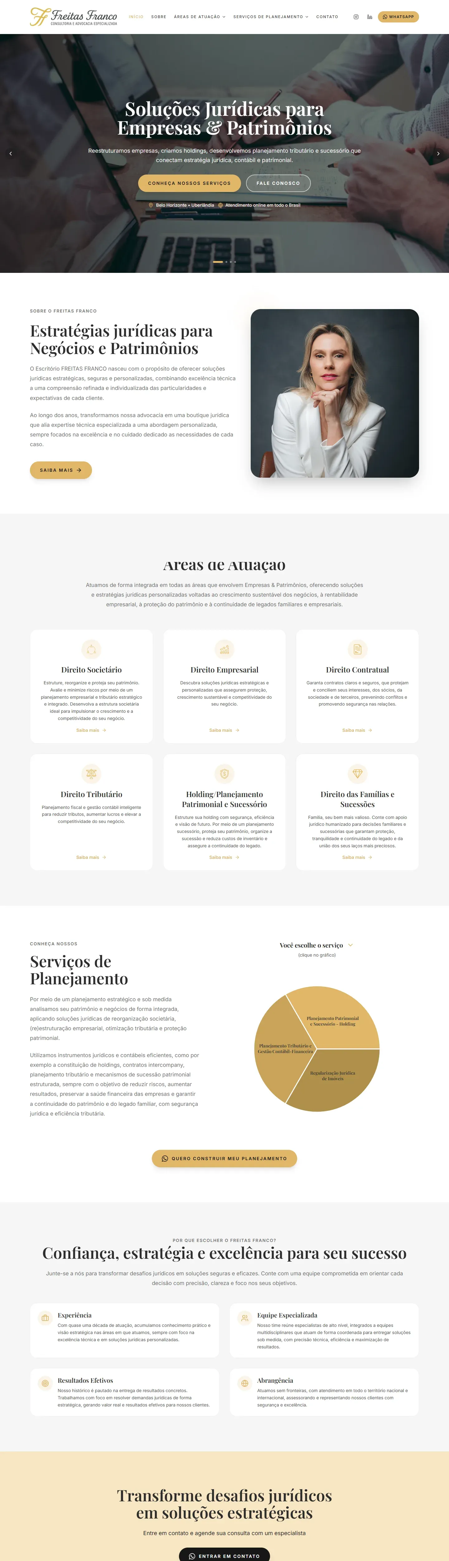 Captura real do site Freitas Franco Advocacia no computador