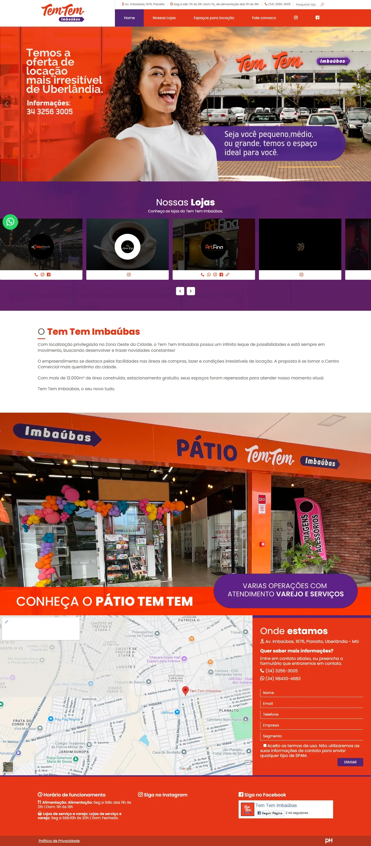 Página inicial do site Tem Tem Imbaúbas