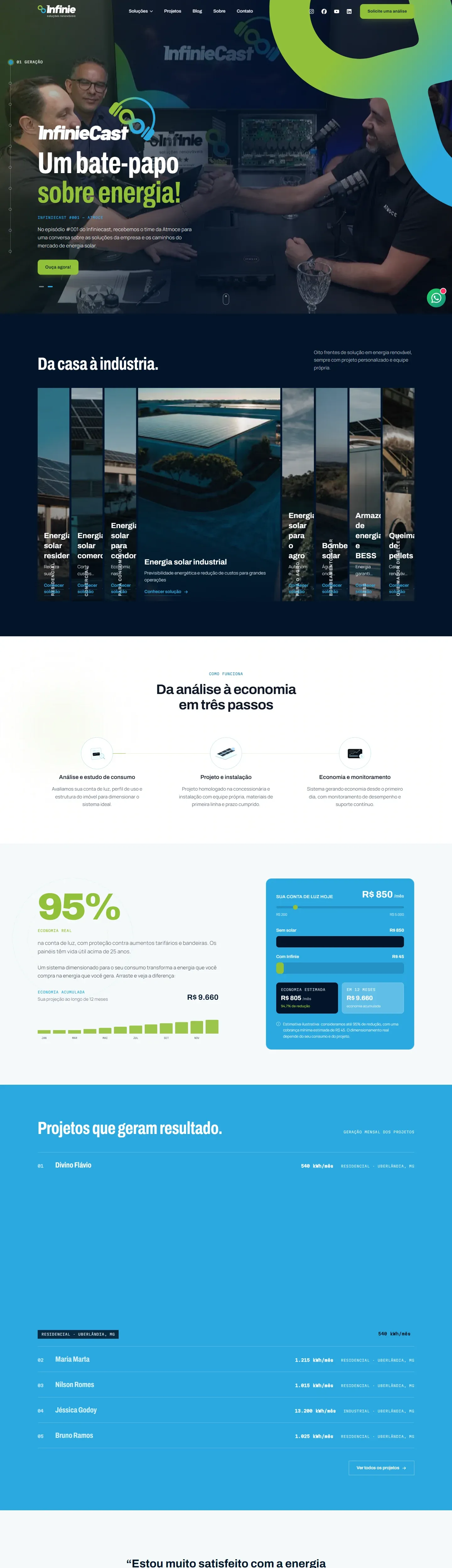 Real capture of the Infinie website on desktop
