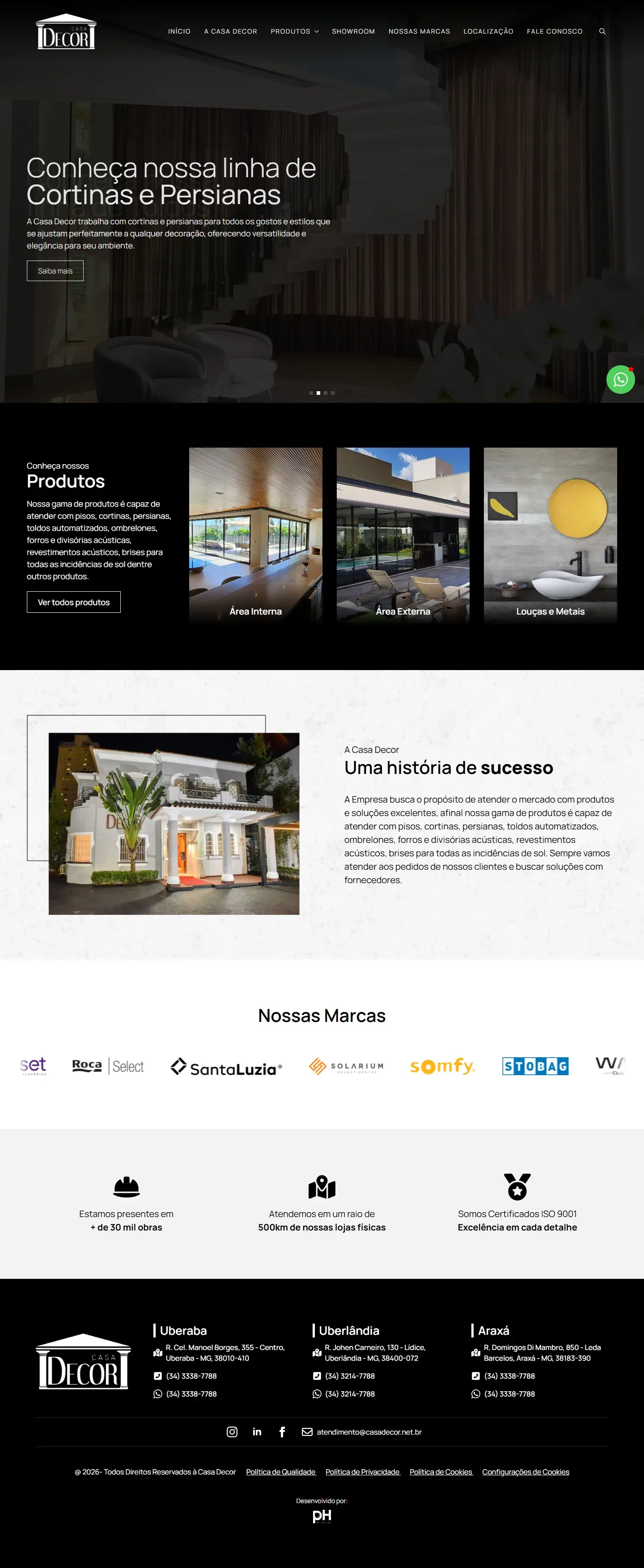 Captura real do site Casa Decor no computador