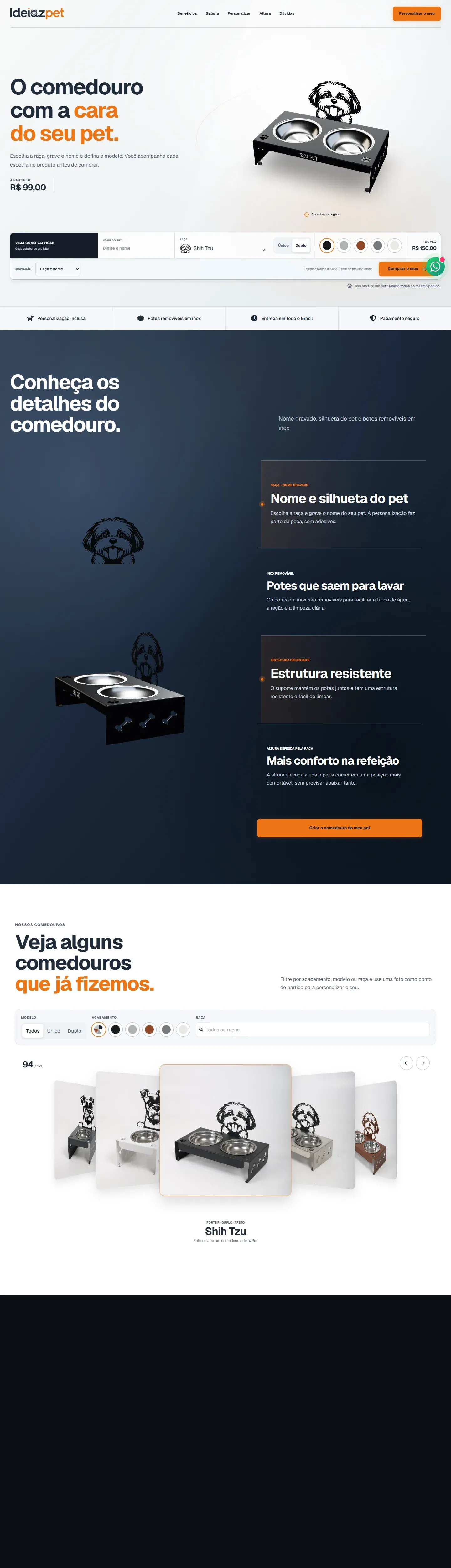 Captura real del sitio IdeiazPet en computadora