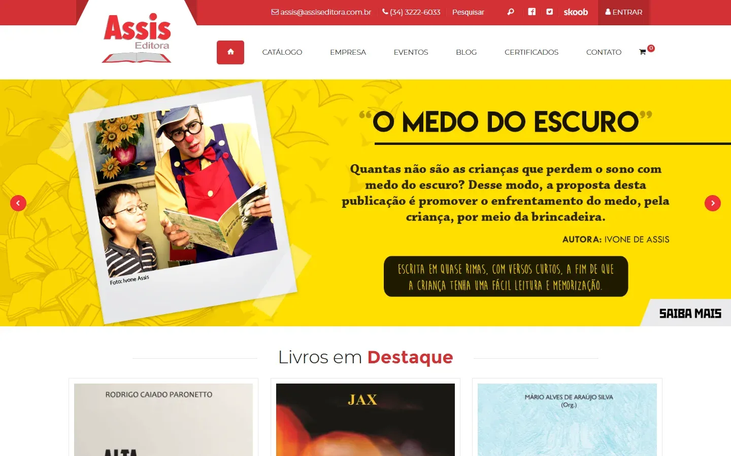 Página inicial do site Assis Editora