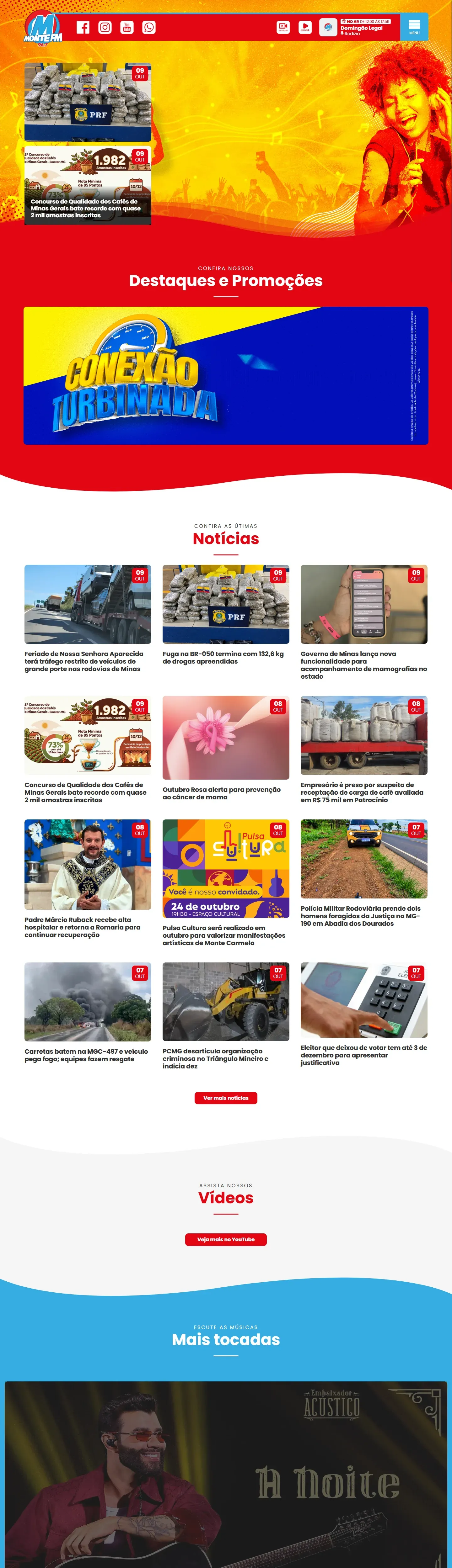 Real capture of the Monte FM website on desktop