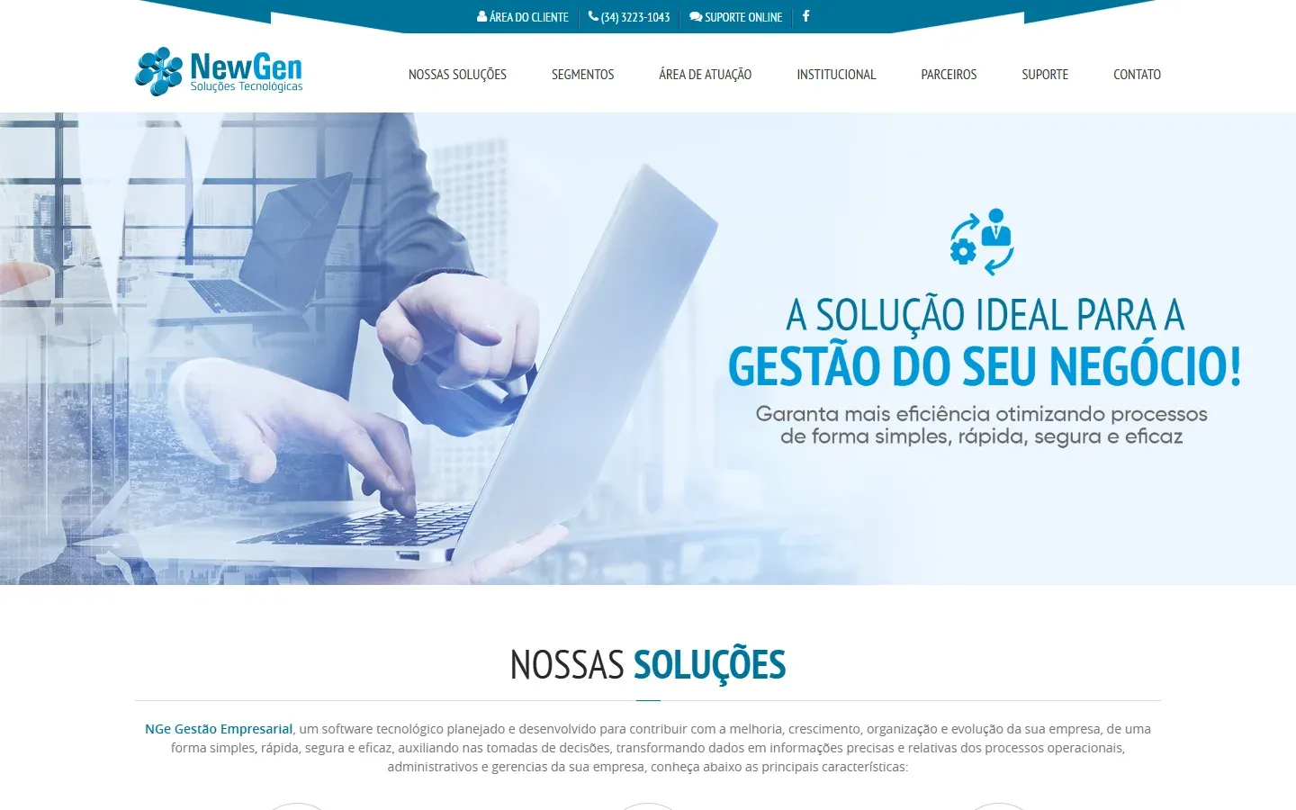 Página inicial do site NewGen