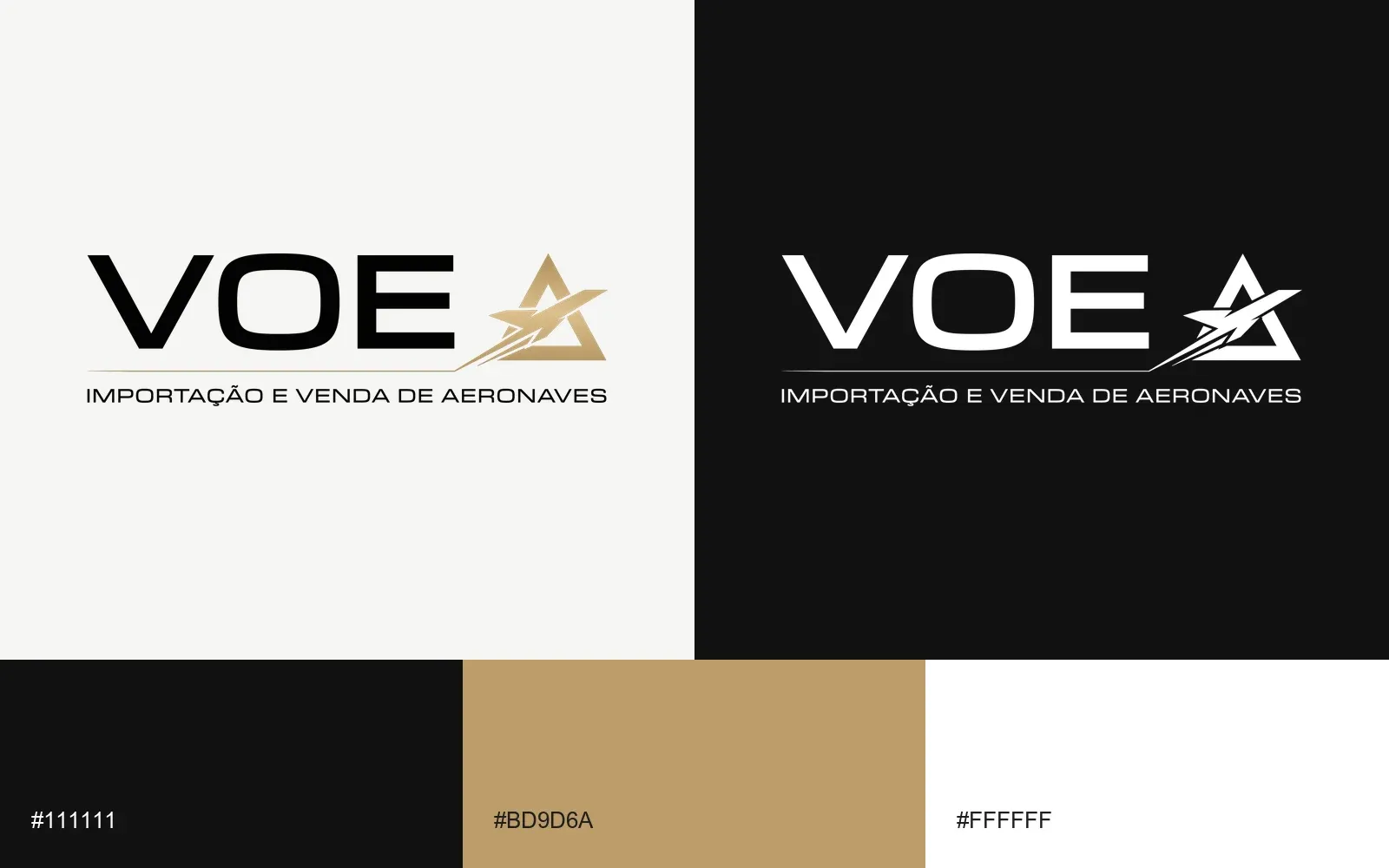 Logo de Voe en fondo claro y oscuro, con los colores de la marca