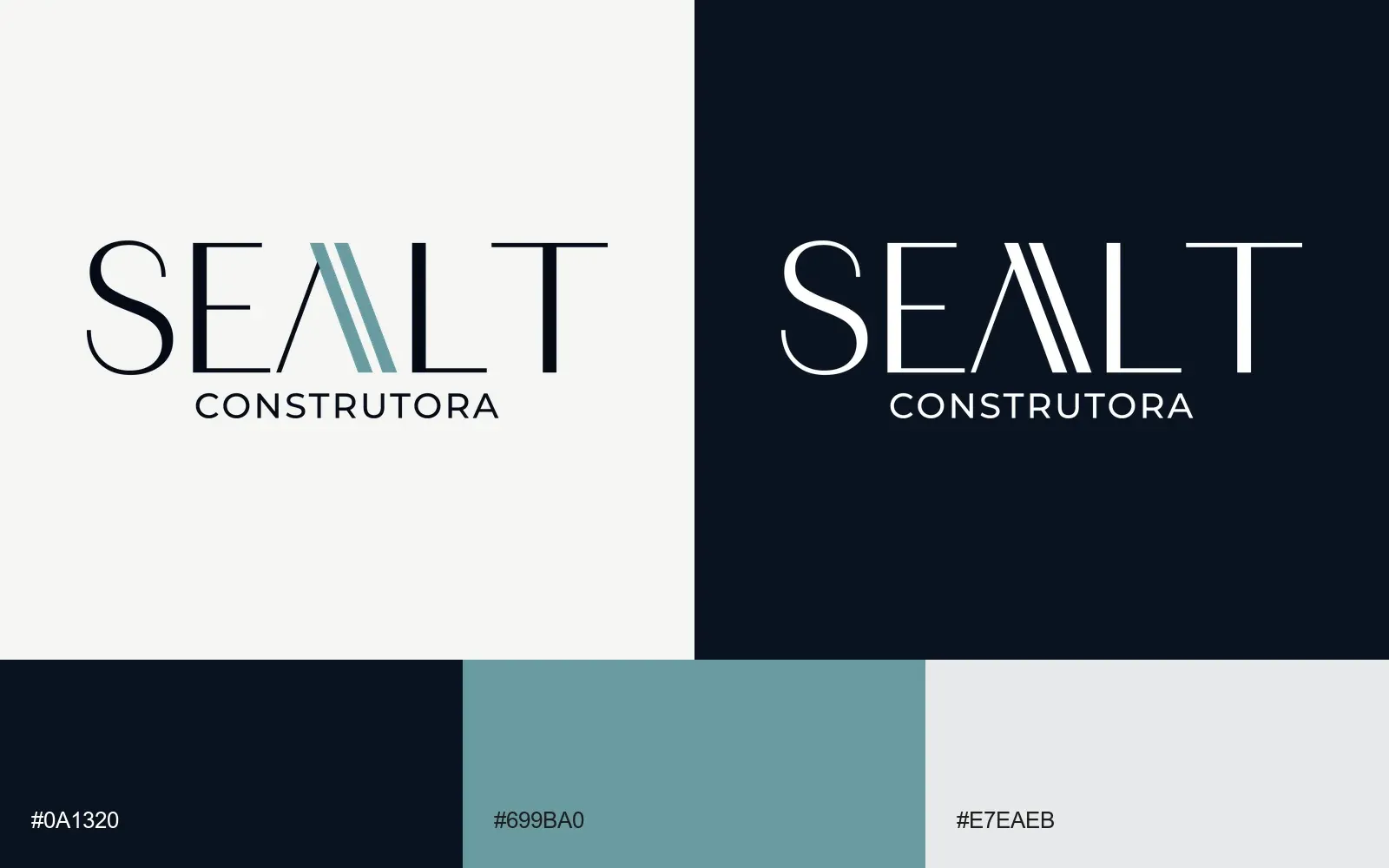 Sealt logo on light and dark backgrounds, with the brand colors