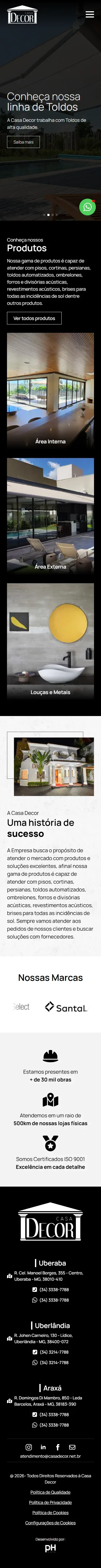 Captura real da versão móvel do site Casa Decor