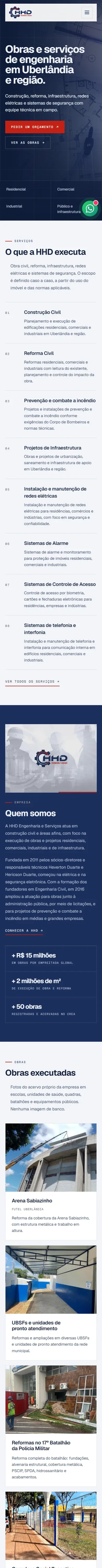 Real capture of the HHD Engenharia mobile website