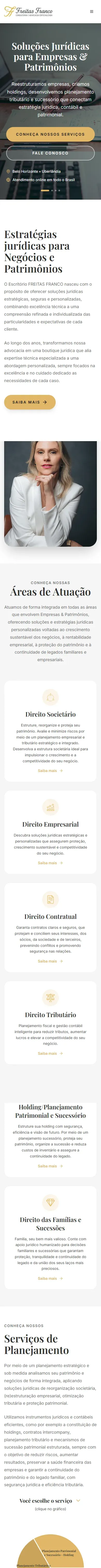 Captura real da versão móvel do site Freitas Franco Advocacia