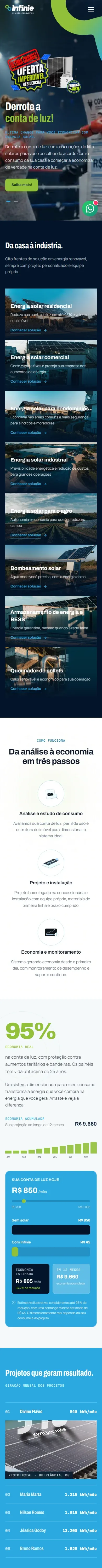 Real capture of the Infinie mobile website