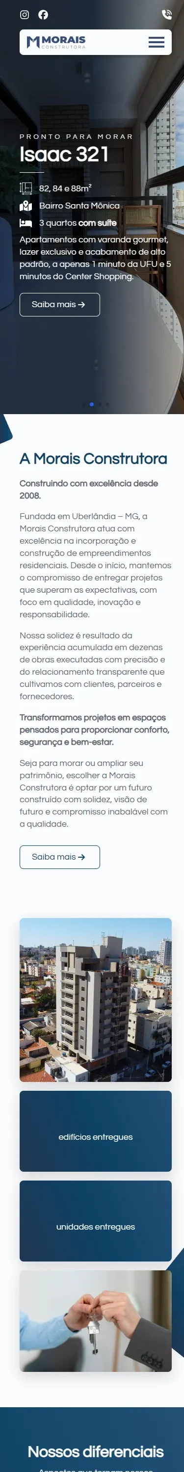 Real capture of the Morais Construtora mobile website
