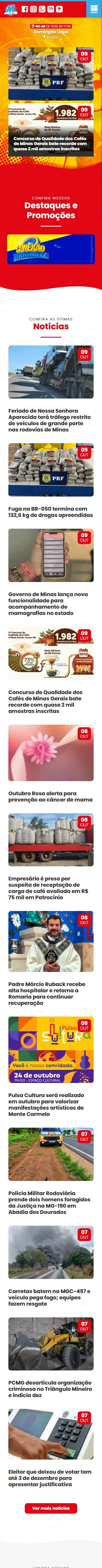 Real capture of the Monte FM mobile website