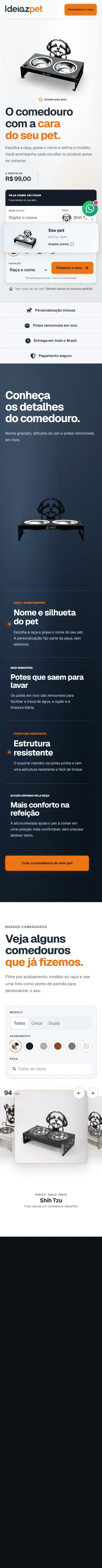 Captura real de la versión móvil del sitio IdeiazPet
